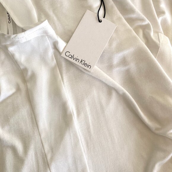 NEW! CALVIN KLEIN White Dressy Tee Cap Sleeve Sz XS - Picture 5 of 6